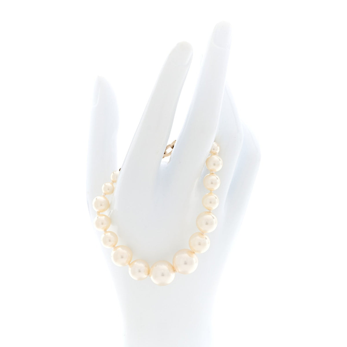 Chanel Graduated Pearl Crystal CC Bracelet Gold