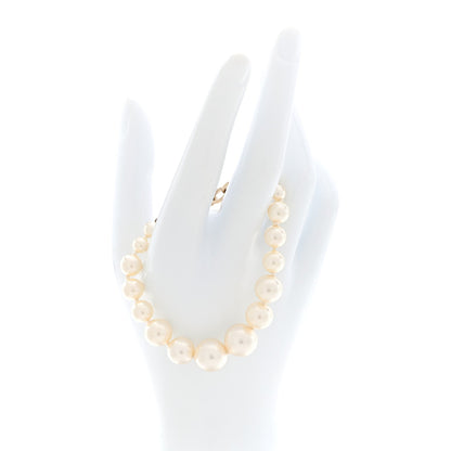 Chanel Graduated Pearl Crystal CC Bracelet Gold
