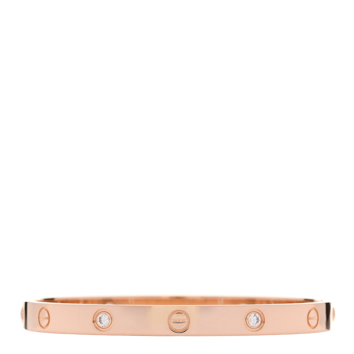 Cartier 18K Pink Gold 4 Diamond LOVE Bracelet 17