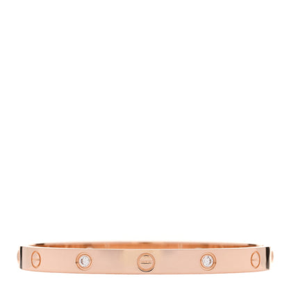 Cartier 18K Pink Gold 4 Diamond LOVE Bracelet 17