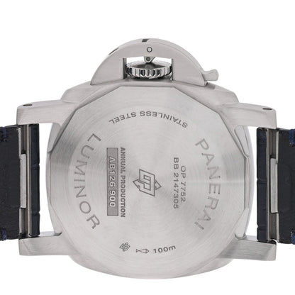 Panerai Stainless Steel Alligator 40mm Luminor Quaranta Watch Blue PAM01370