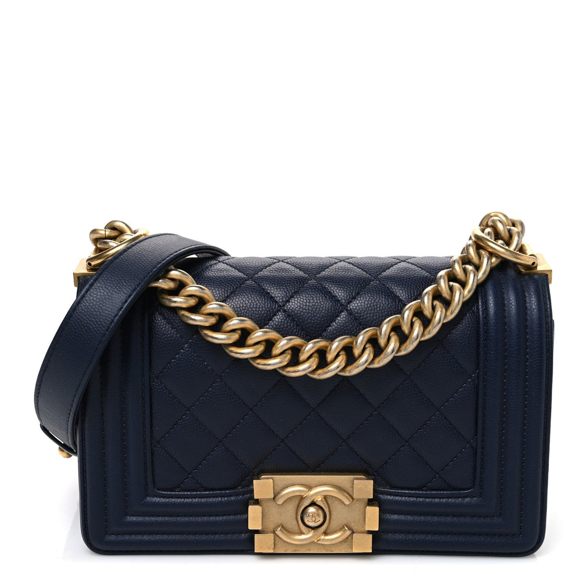Chanel Caviar Quilted Small Boy Flap Navy