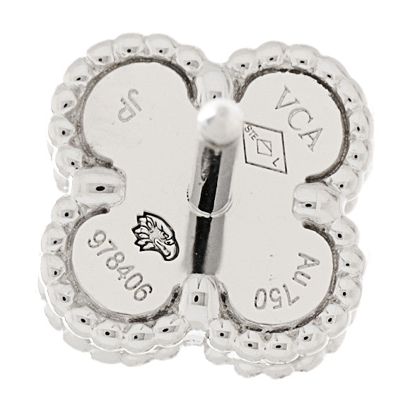 Van Cleef & Arpels 18K White Gold Mother of Pearl Sweet Alhambra Earrings