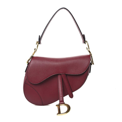 Christian Dior Grained Calfskin Saddle Bag Red