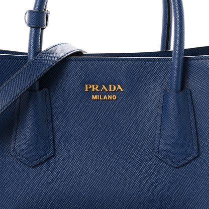 Prada Saffiano Cuir Front Pocket Tote Bluette