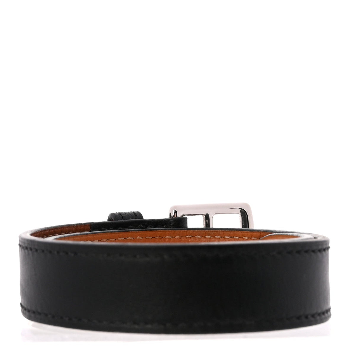 Hermes Chamonix Leather Etriviere Double Tour Bracelet S Black