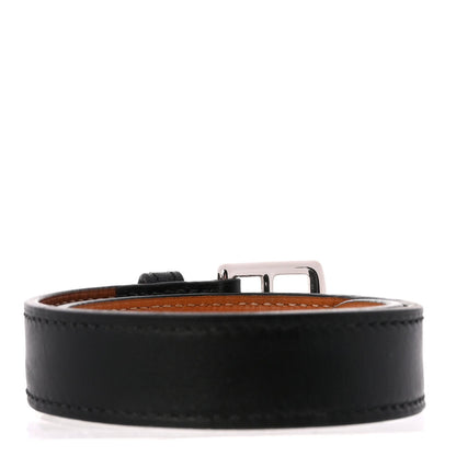 Hermes Chamonix Leather Etriviere Double Tour Bracelet S Black