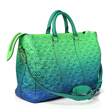 Louis Vuitton Taurillon Illusion Keepall Tote Bleu Vert