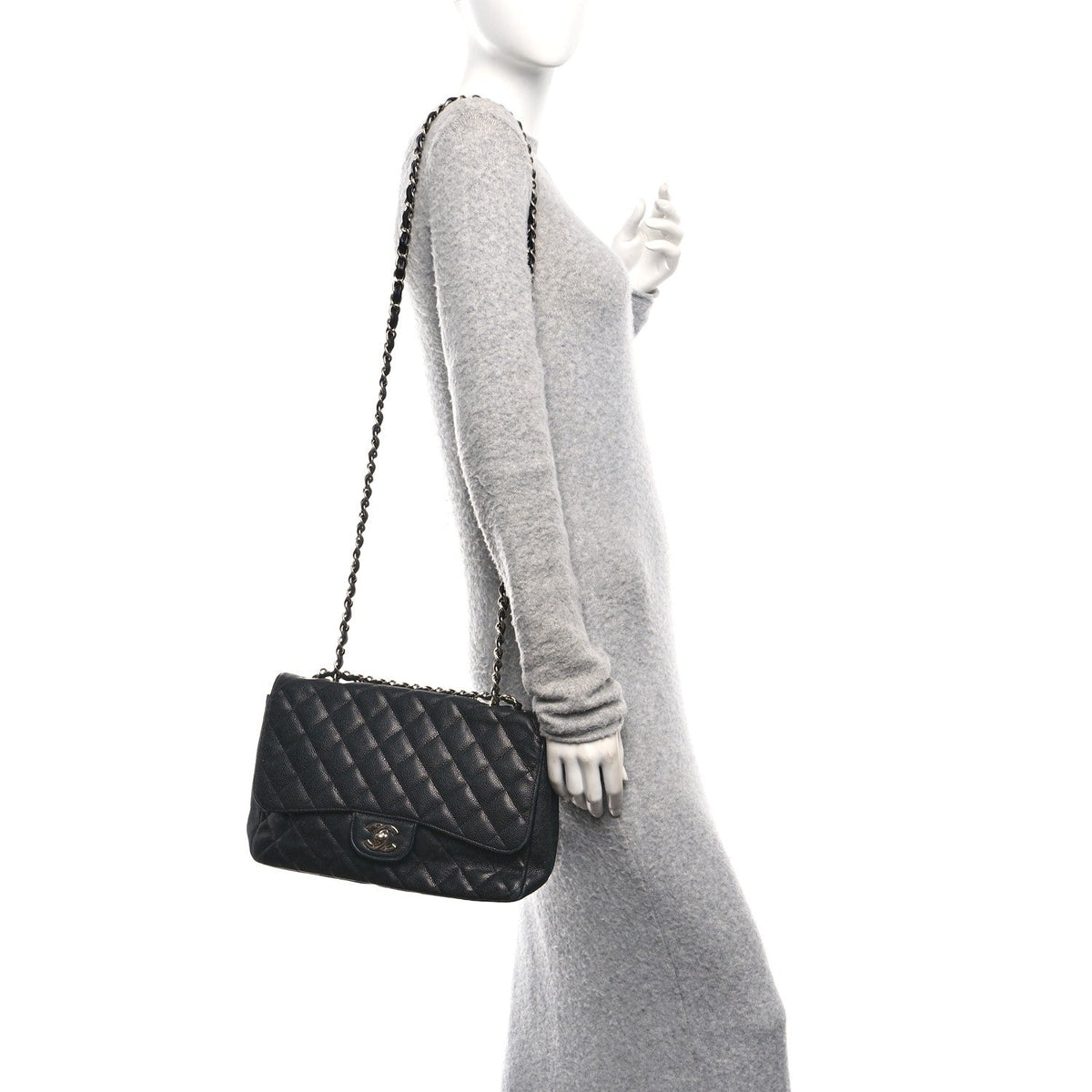 Chanel Caviar Quilted Jumbo Single Flap Black 1898027