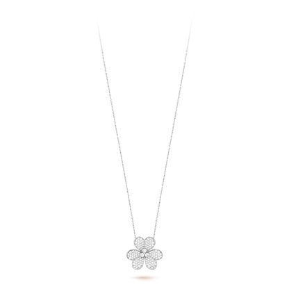 18K White Gold Diamond VCA Frivole Clip Pendant