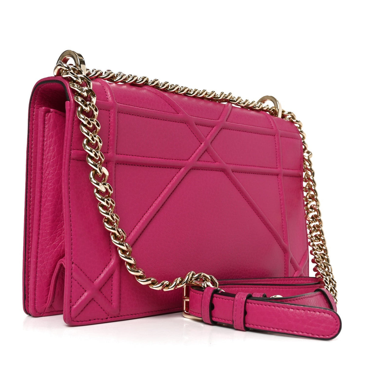 Christian Dior Grained Calfskin Medium Diorama Flap Bag Pink