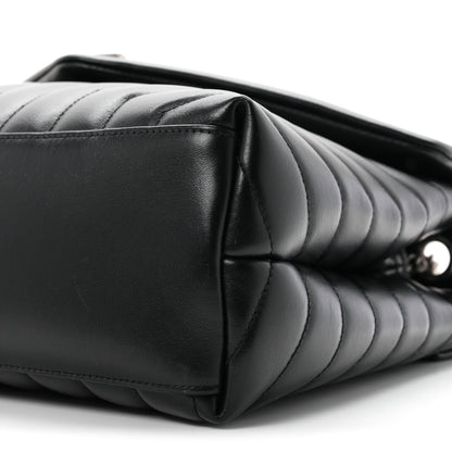 Saint Laurent Calfskin Y Quilted Monogram Medium Loulou Chain Satchel Black