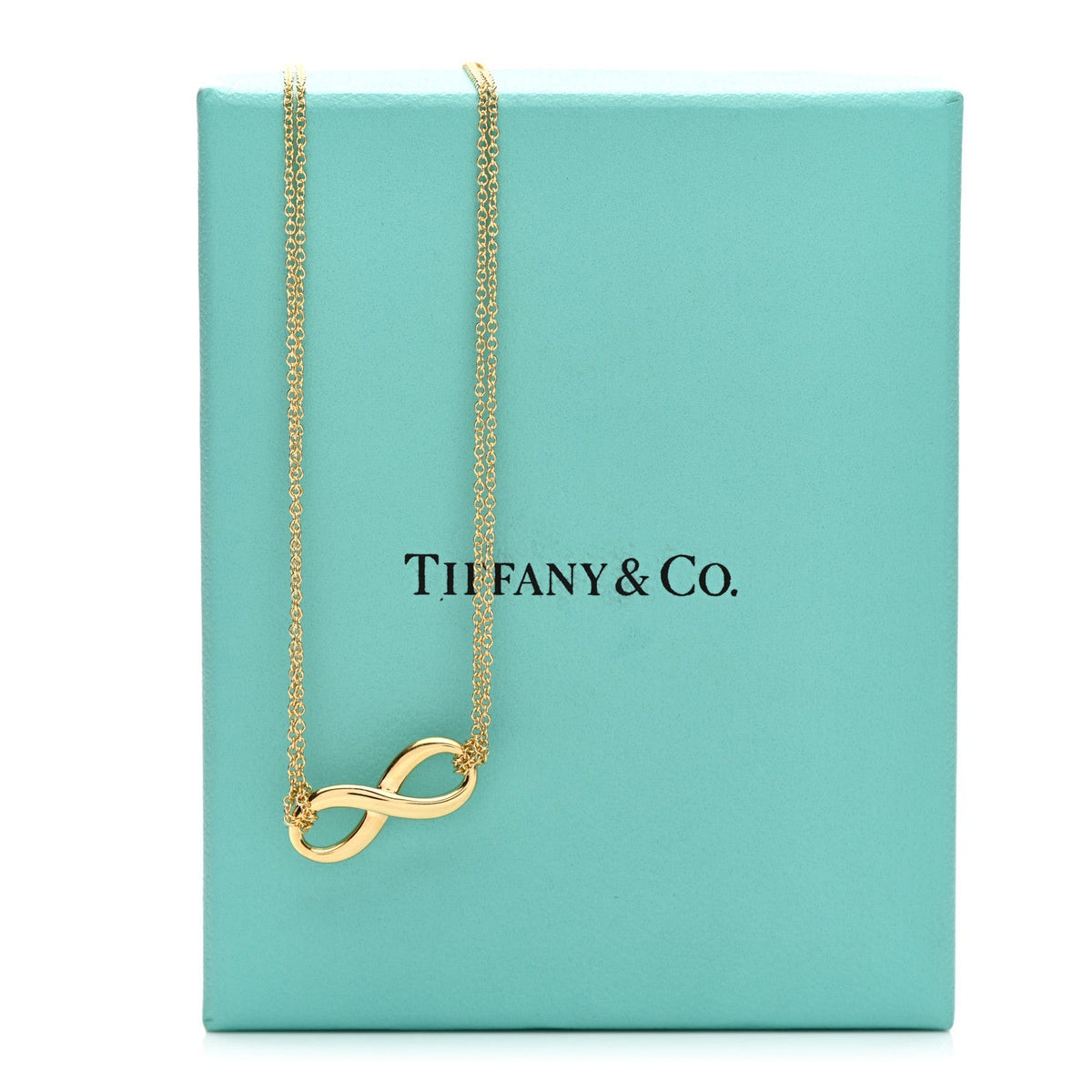 18K Yellow Gold Infinity Double Chain Pendant Necklace