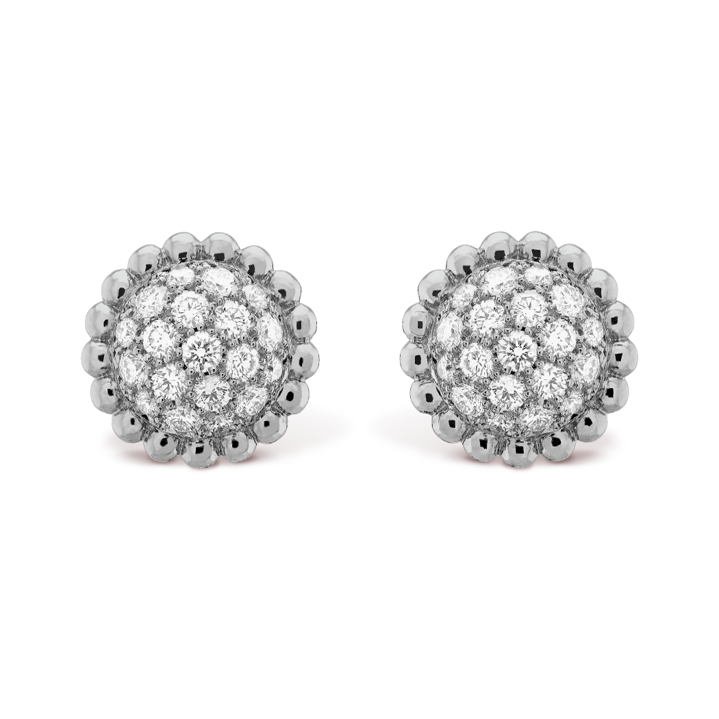 18K Gold Diamond VCA Perlée Earrings