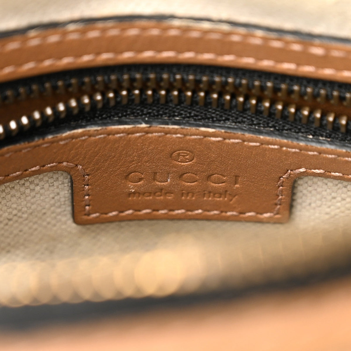 Gucci Monogram Textured Dollar Calfskin Web Mini Bauletto Bag Black Koi Beige