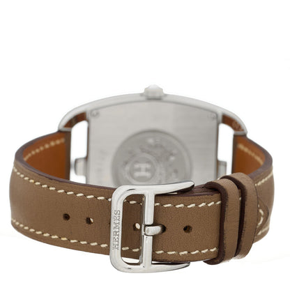 Hermes Stainless Steel Swift 33mm Cape Cod Tonneau Watch Etoupe