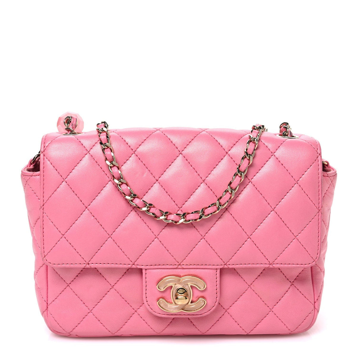 Chanel Lambskin Enamel Quilted Small Candy Hearts Flap Pink