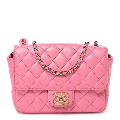 Chanel Lambskin Enamel Quilted Small Candy Hearts Flap Pink