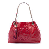Soho Chain Strap Shoulder Bag Patent Medium