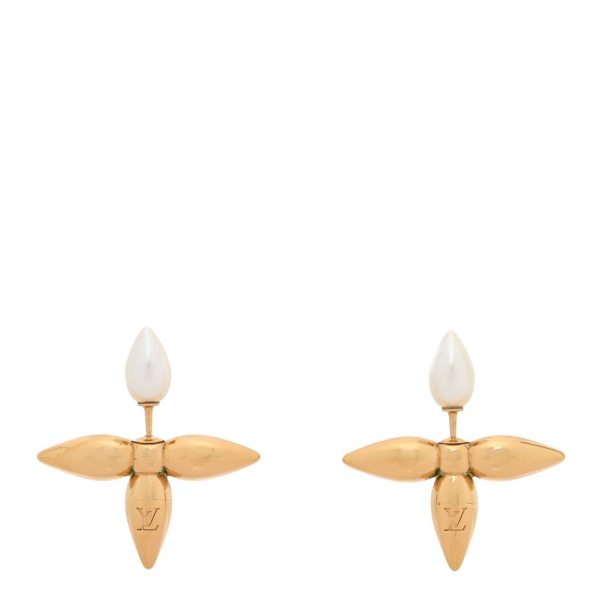 Louis Vuitton Pearl Louisette By Night Earrings Gold