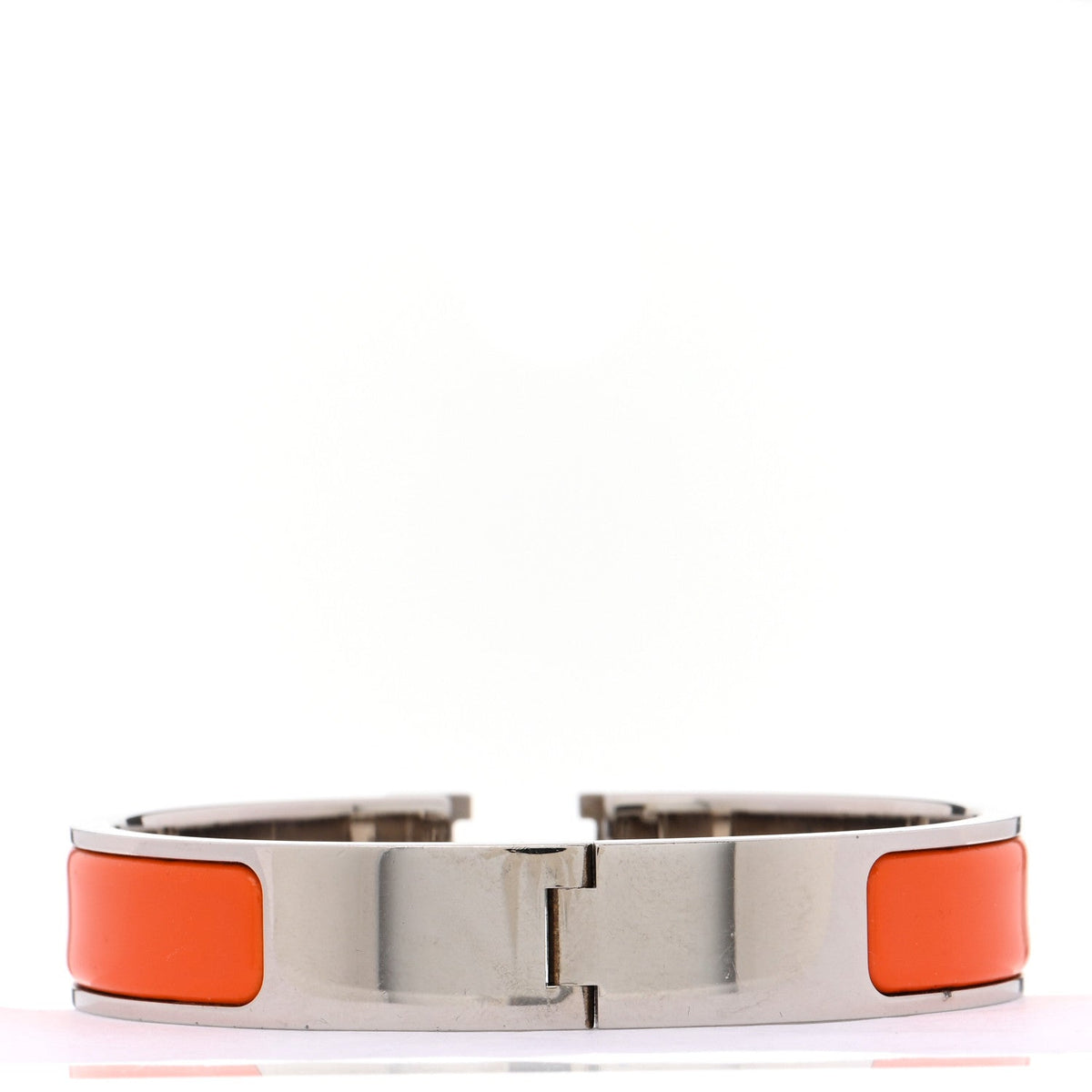 Hermes Enamel Narrow Clic Clac H Bracelet PM Orange