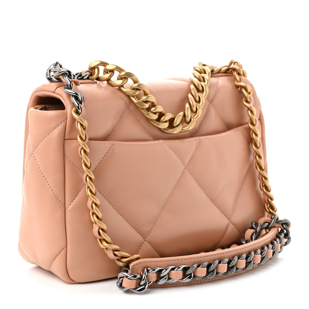 Chanel Lambskin Quilted Medium Chanel 19 Flap Beige