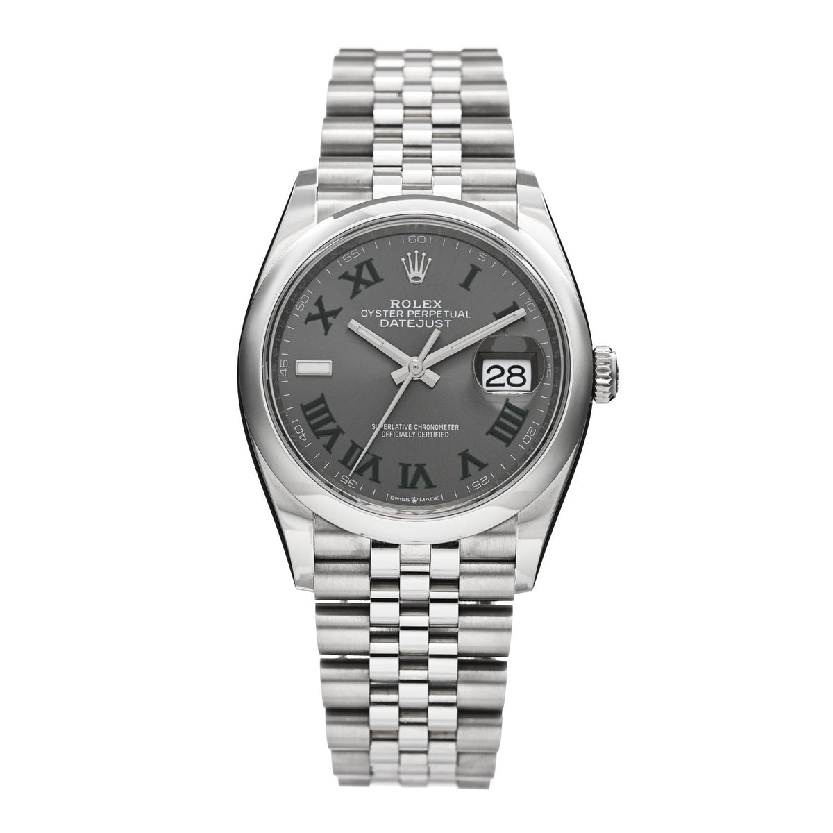 Rolex Stainless Steel 36mm Oyster Perpetual Datejust Watch Slate 126200