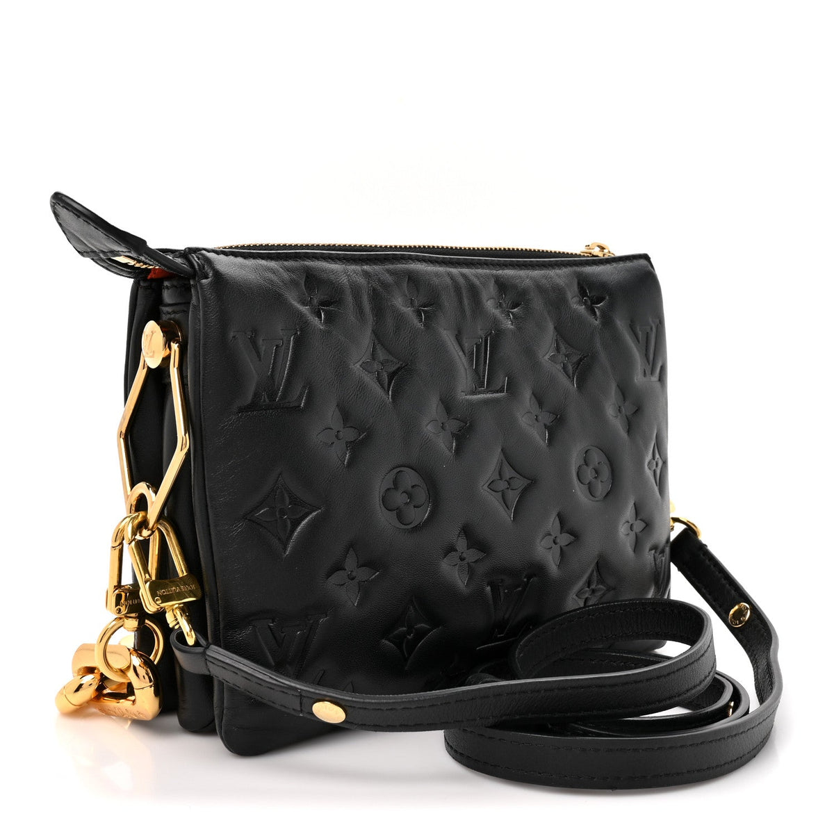 Louis Vuitton Lambskin Embossed Monogram Coussin BB Black 1957609