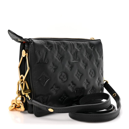 Louis Vuitton Lambskin Embossed Monogram Coussin BB Black 1957609