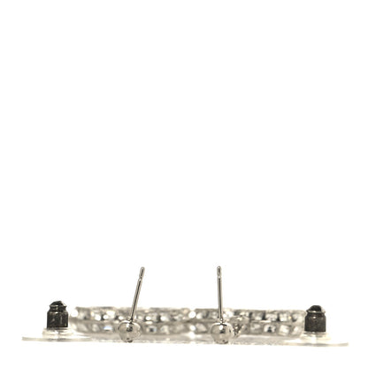 Chanel Baguette Crystal CC Drop Earrings Silver