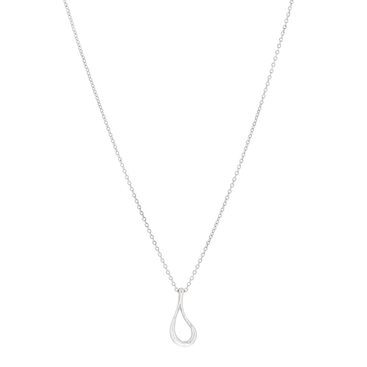 Tiffany Sterling Silver Elsa Peretti Open Tear Drop Pendant Necklace