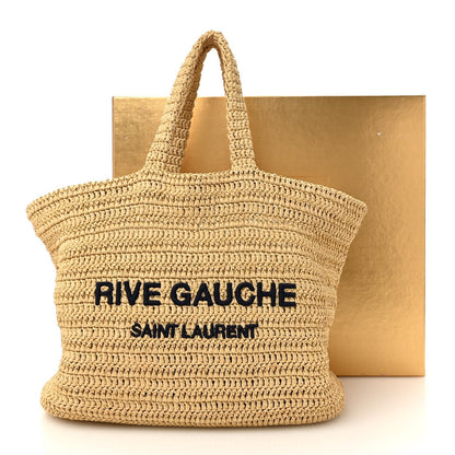 Saint Laurent Raffia Rive Gauche Tote Natural
