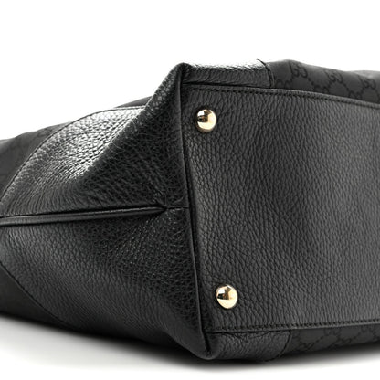 Gucci Monogram Canvas Leather Tote Black