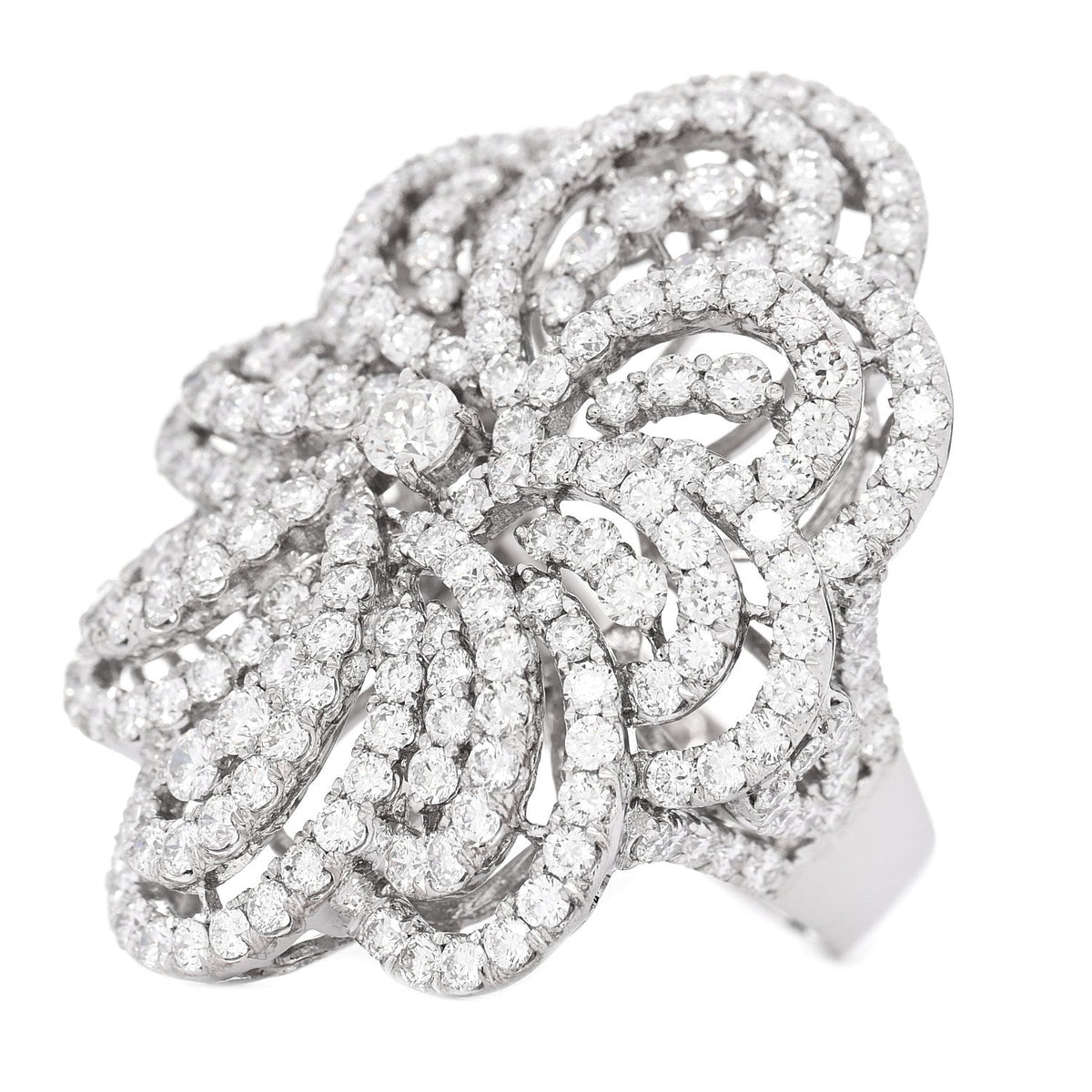 Parker & West by FASHIONPHILE18K White Gold Diamond 5.85ctw Flower Cocktail Ring 54 7
