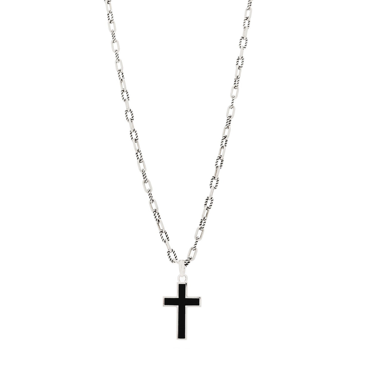 David Yurman Sterling Silver Black Onyx Cross Pendant Necklace