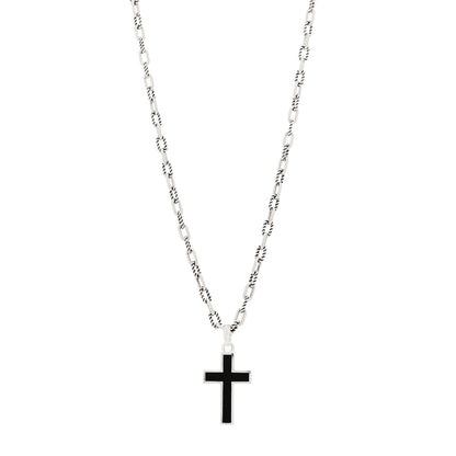David Yurman Sterling Silver Black Onyx Cross Pendant Necklace
