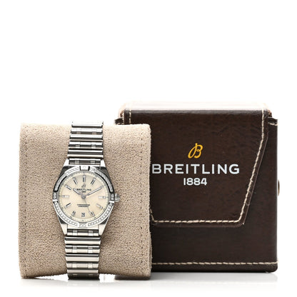 Breitling Stainless Steel Diamond 32mm Chronomat Quartz Watch Silver A77310