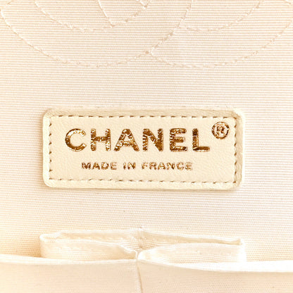 Chanel Denim Floral Printed Medium Double Flap Bag Beige