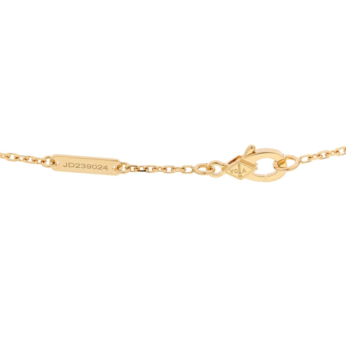 Van Cleef & Arpels 18K Yellow Gold Guilloche Vintage Alhambra Pendant Necklace 45.1cm