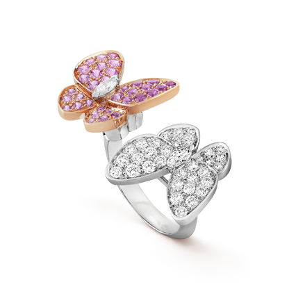18K White Gold Diamonds VCA Butterfly Between the Finger Ring