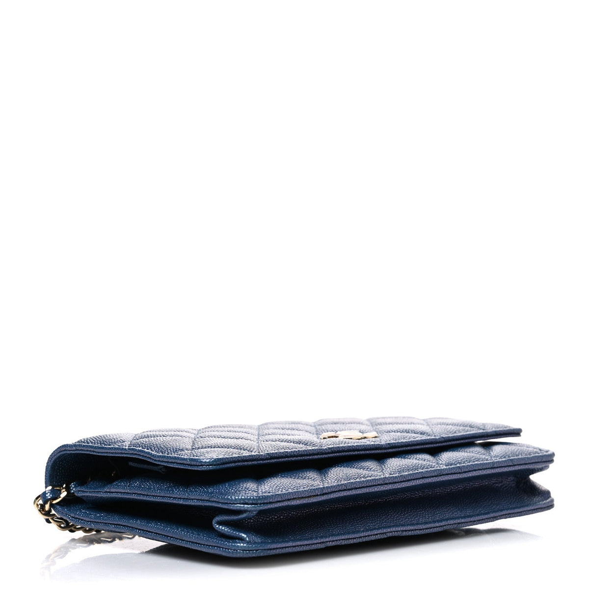 Chanel Iridescent Caviar Quilted Wallet on Chain Dark Blue