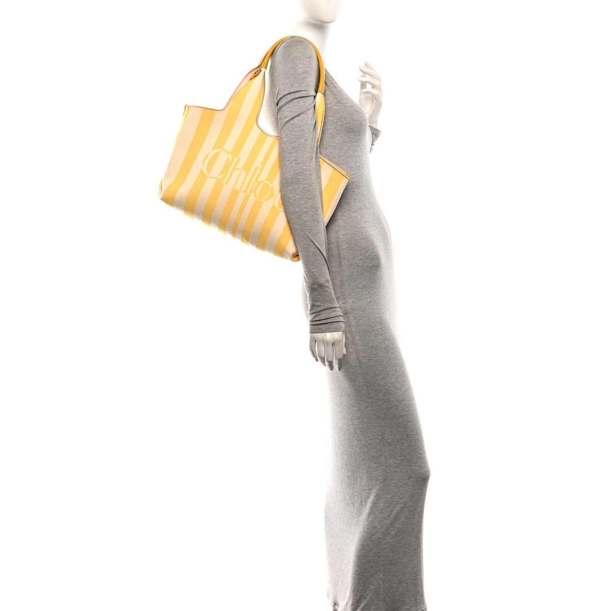 Chloe Jacquard Calfskin Stripy Small Tote Radiant Yellow