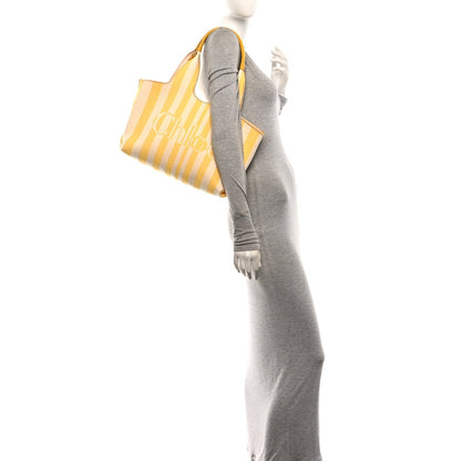 Chloe Jacquard Calfskin Stripy Small Tote Radiant Yellow