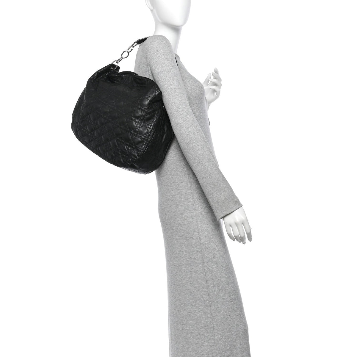 Christian Dior Lambskin Cannage Large Dior Soft Hobo Bag Black