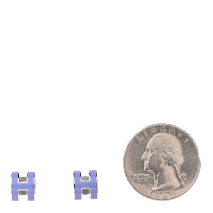Hermès Palladium Lacquered Mini Pop H Earrings Lilac