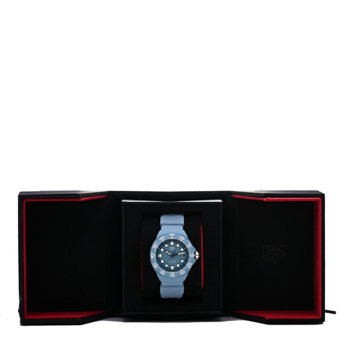 Tag Heuer Polylight Stainless Steel Rubber 38mm Formula 1 Solargraph Quartz Watch Light Blue WBY1163
