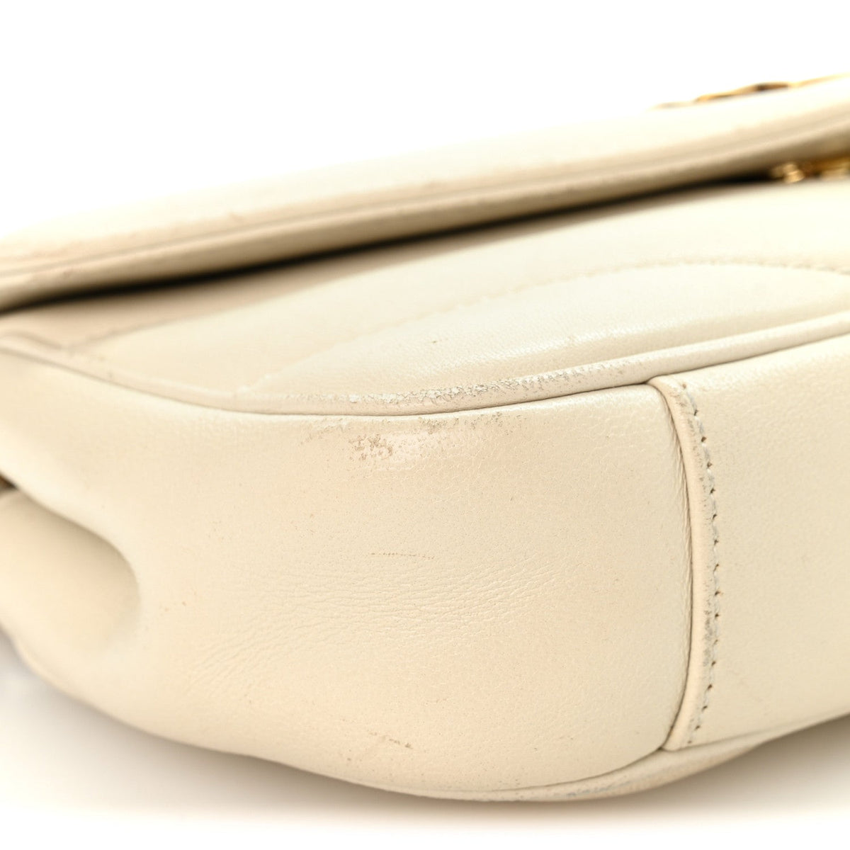 Saint Laurent Lambskin Chevron Quilted Mini LouLou Crema Soft