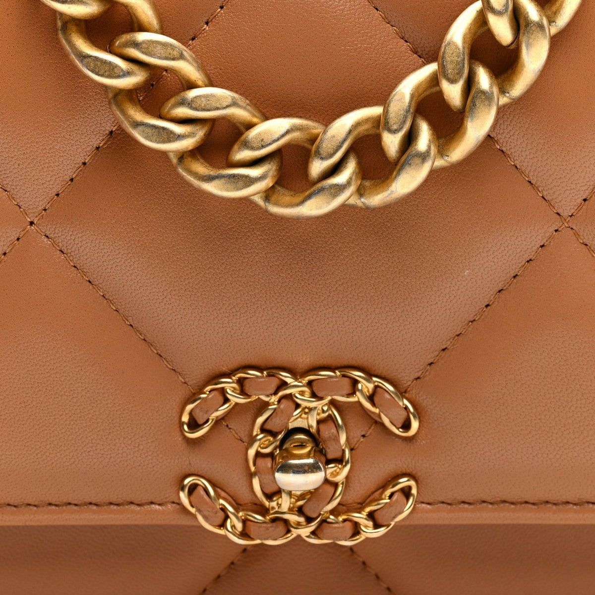 Chanel Lambskin Quilted 19 Wallet On Chain WOC Brown 1984334