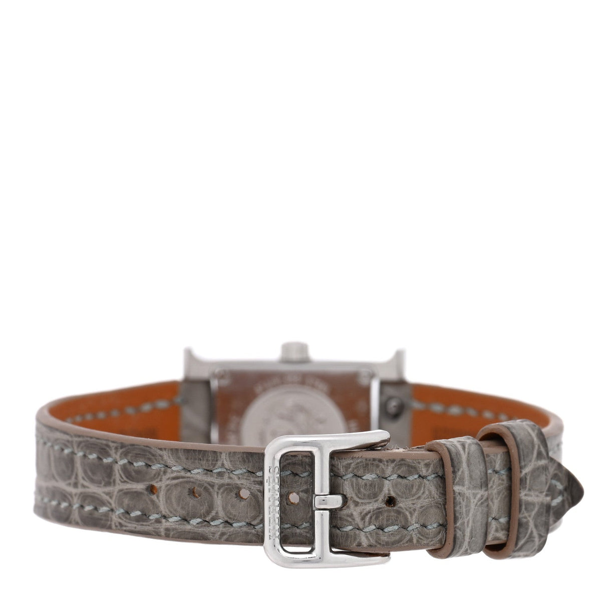 Hermes Stainless Steel Diamond 17.2mm Heure H Watch Gris Perle