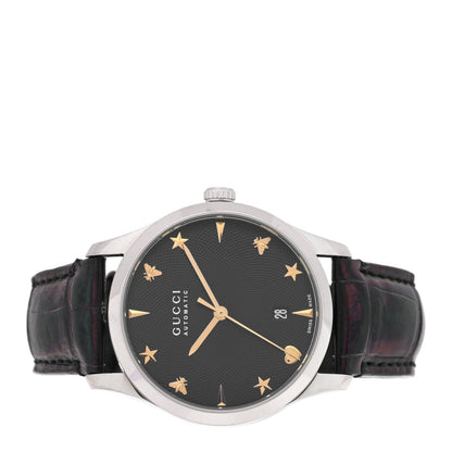 Gucci Stainless Steel Alligator 38mm G-Timeless Charm Watch Black